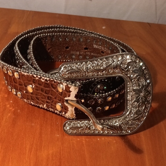Rhinestone Western Leather Belt